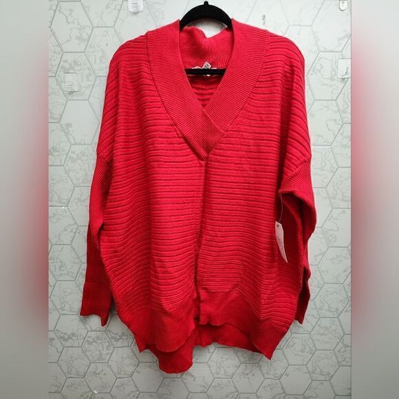 Nwt Time and Tru Women's Soft Oversized V-Neck Sweater, Size XL - Picture 6 of 8